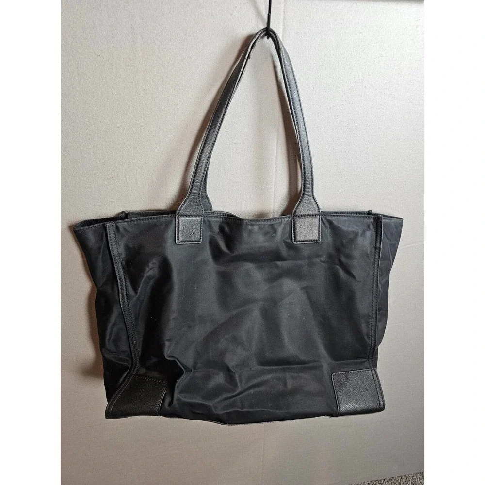 Tory Burch Ella Nylon LOGO Packable Tote BLACK